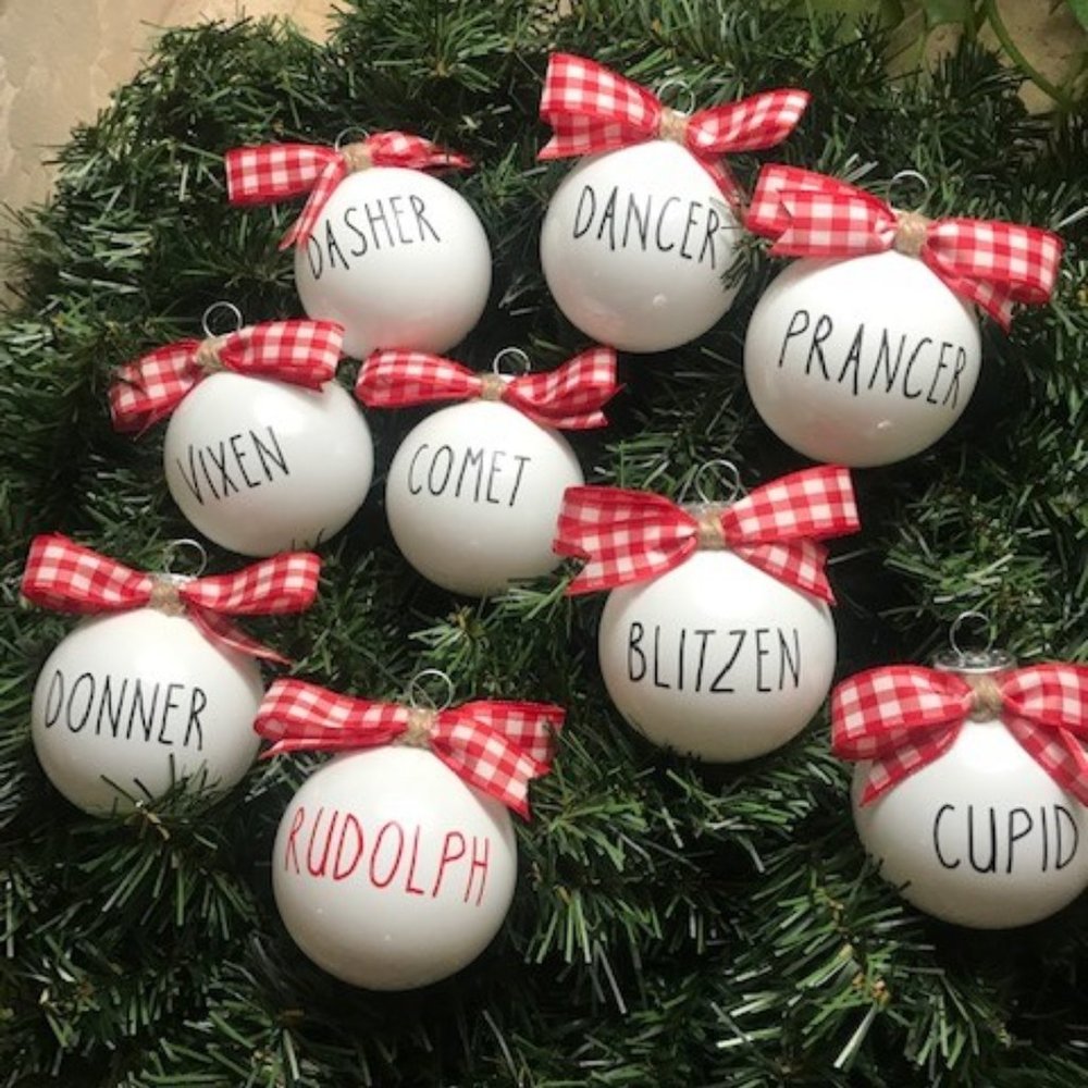 Christmas Holiday Reindeer Ornaments (Set of 9)